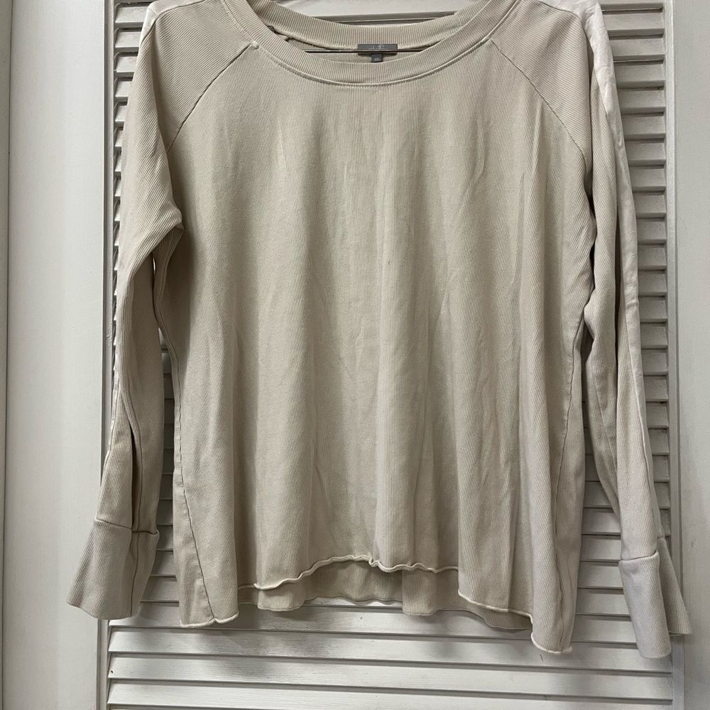 PjHARLOW✨xs✨Women's Cream Long Sleeve Top ribbed GABBY